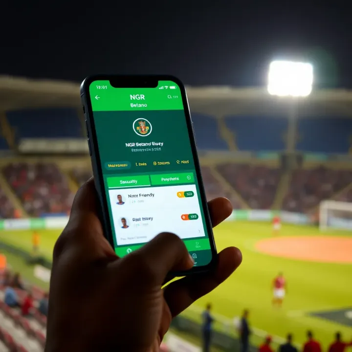 Smartphone screen displaying the NGR Betano betting interface highlighting security and user-friendly features