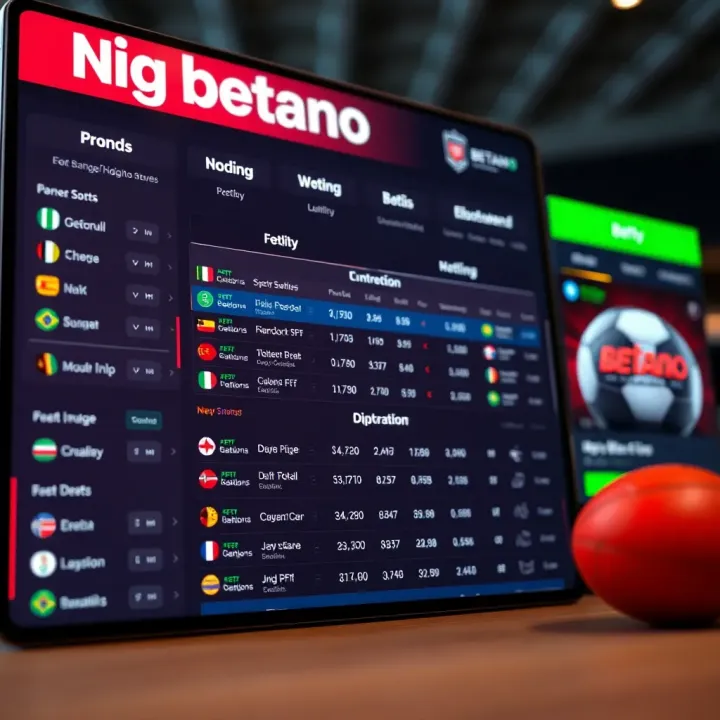 Digital sports betting options displayed on Nig Betano platform