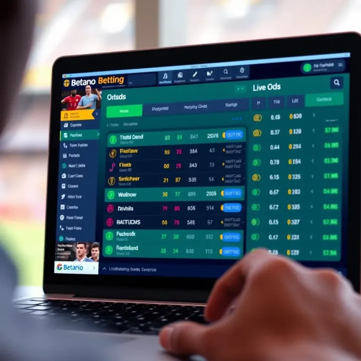 Digital interface showing live sports betting odds on a laptop screen
