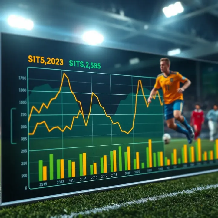 Graph showing football match statistical data analysis with trends and performance indicators