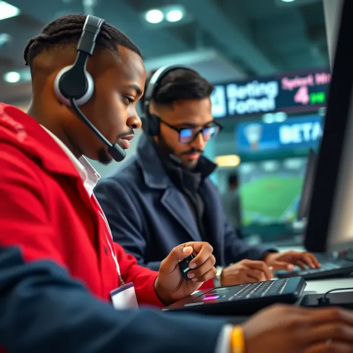 Customer support representative assisting with a betting account issue on a digital device