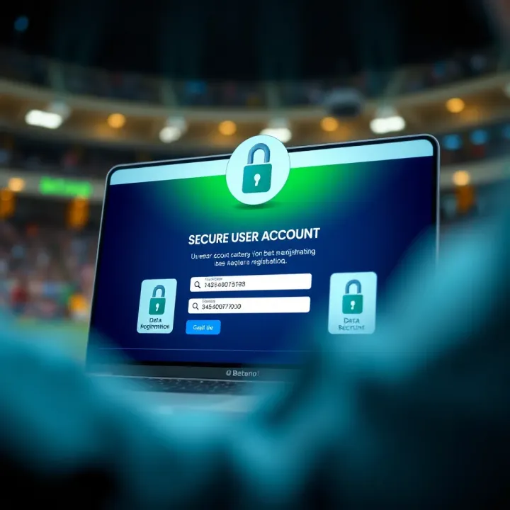 Illustration showing secure user account registration on Betano Nigeria platform with data verification icons