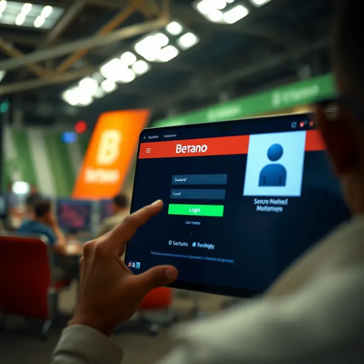 User interface showing Betano platform with secure login features