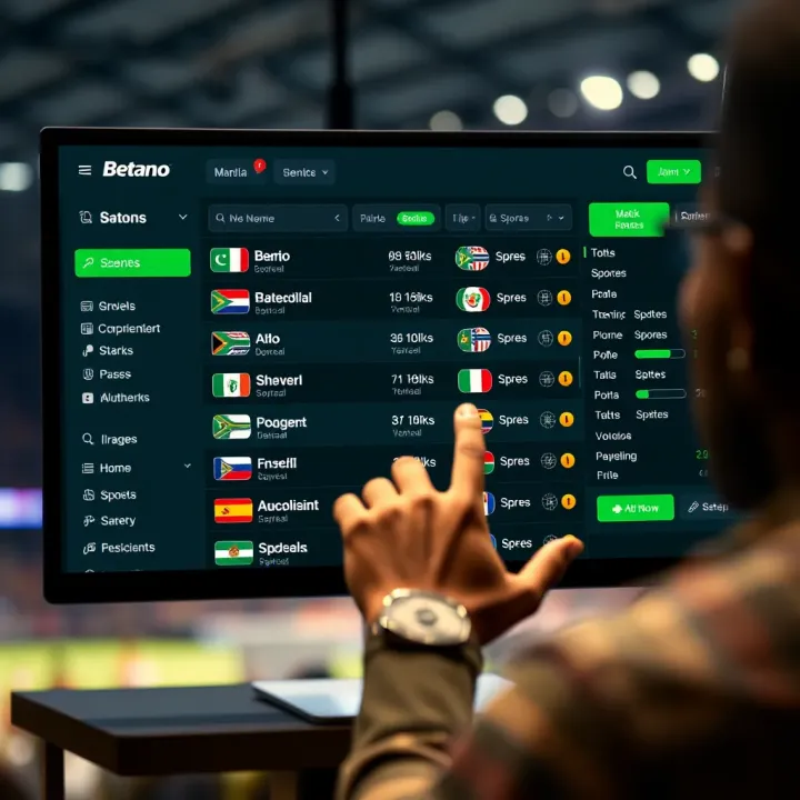 User interacting with a sports betting platform interface showing various sports options