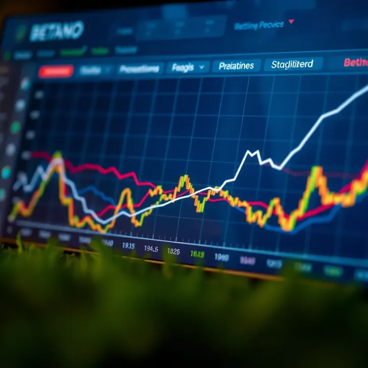 Graph showing trend lines and statistical data related to sports betting predictions