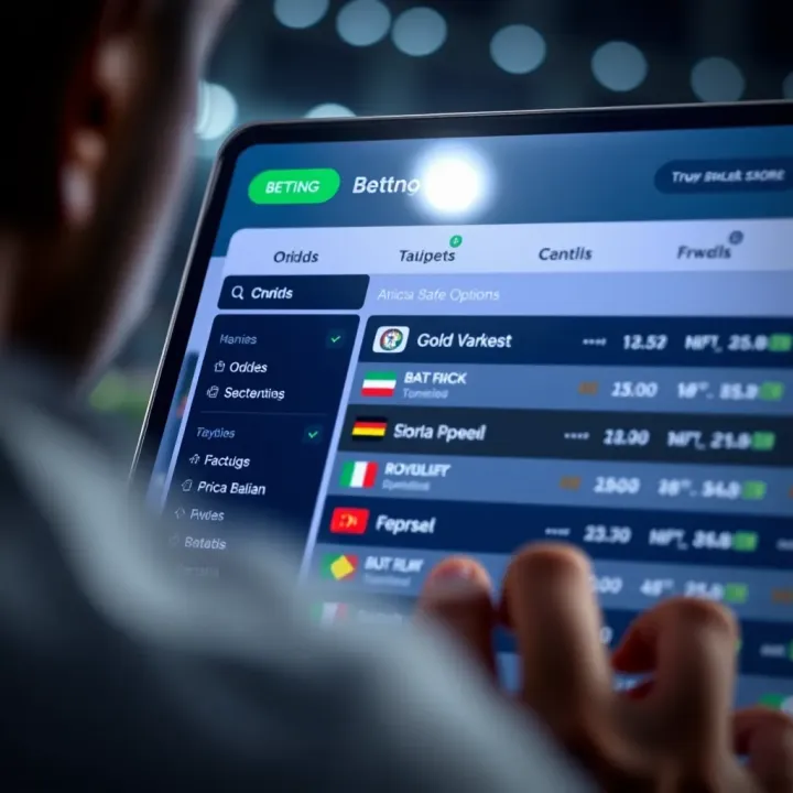 A digital sports betting interface showing betting odds and options on a mobile device